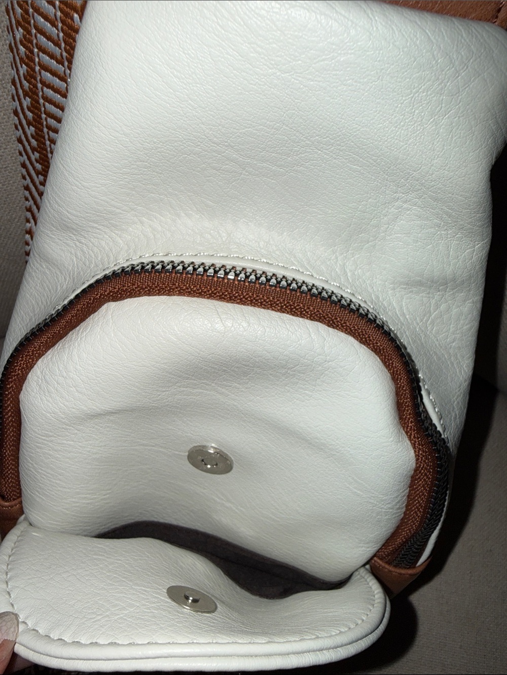 Cluci Cream and Brown Crossbody Sling Bag - Picture 11 of 13